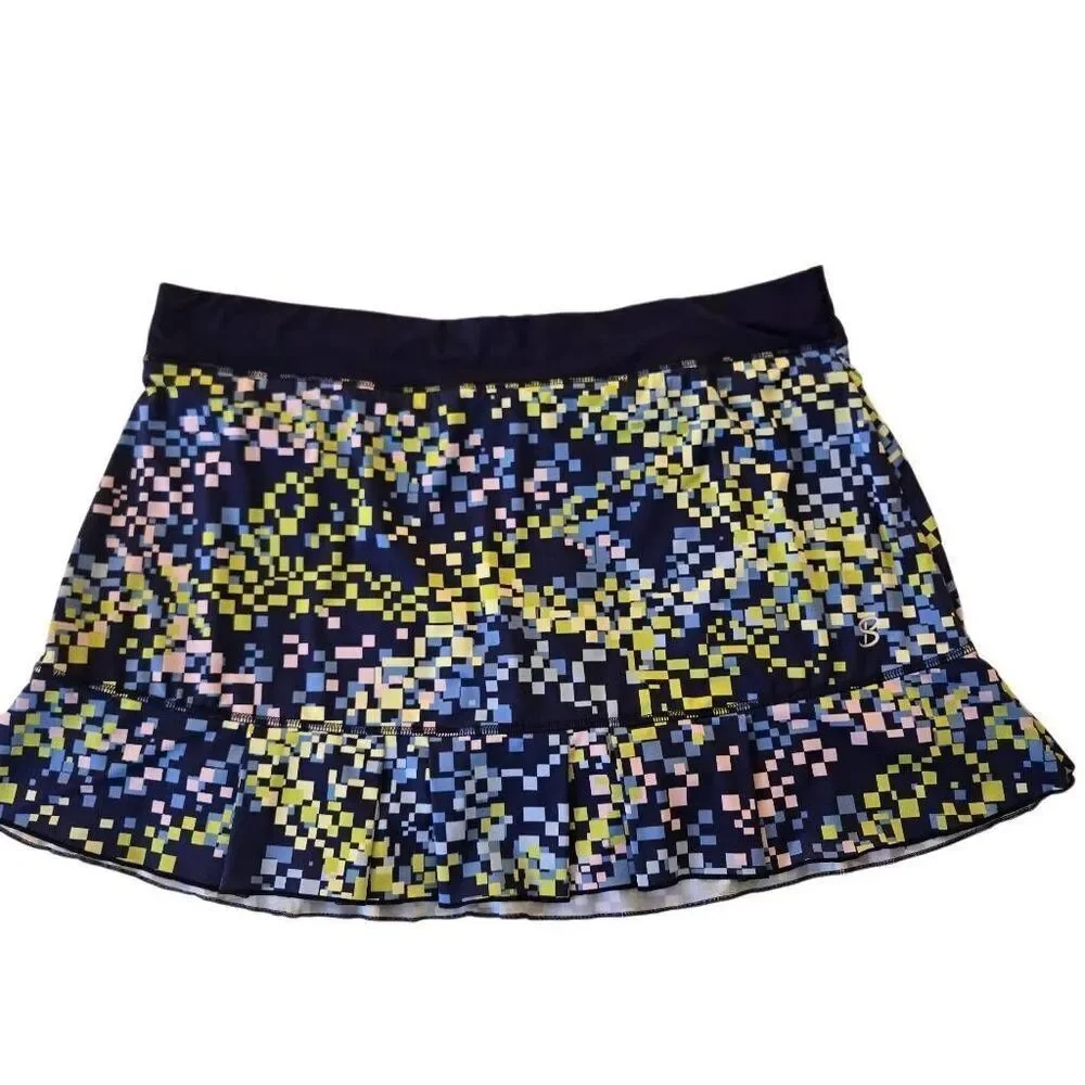 Sofibella Womens Mixed Pixel UV Navy Pink Tennis Pickleball Athletic Skort 2X